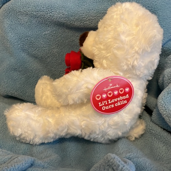 NWT | Hallmark Fluffy Teddy Bear with Flowers - Picture 2 of 3